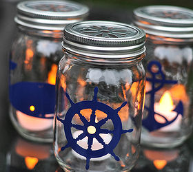 nautical mason jar lanterns, crafts, mason jars, outdoor living
