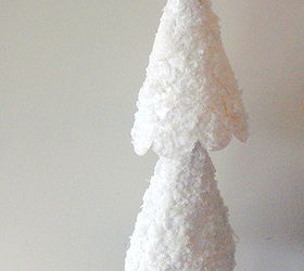 snow trees how to, crafts, seasonal holiday decor, Once cones are in place glue small branch inside bottom cone for a tree like effect