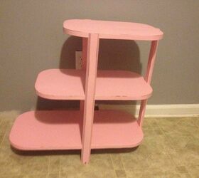 refinished table, chalk paint, painted furniture, Unique and cute little table Refinished with glamour pink chalk paint with light distressing