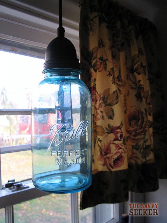 mason jar light pendant, crafts, lighting, mason jars, Our new mason jar light pendant