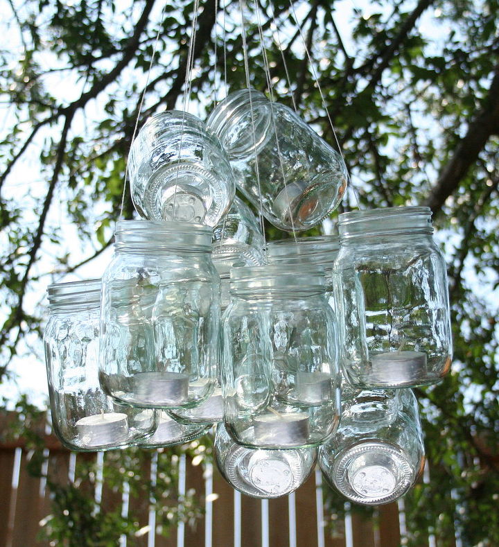 a mason jar chandelier, mason jars, repurposing upcycling
