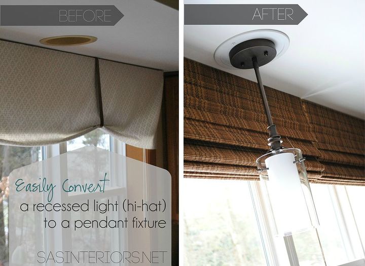 easily change a recessed light to a decorative hanging fixture, electrical, home decor, lighting