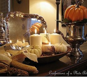 using my grandmother s dough bowl in fall decor, seasonal holiday d cor, thanksgiving decorations, I love this combination of rustic and elegant