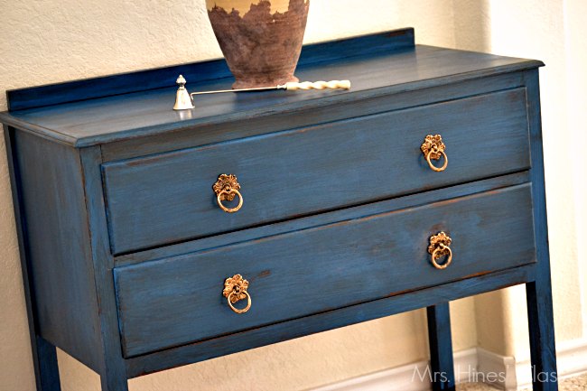 legacy blue painted furniture makeover, painted furniture