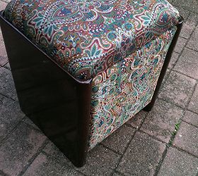 repurposing a vintage sewing bench into a blanket storage footstool, painted furniture, repurposing upcycling