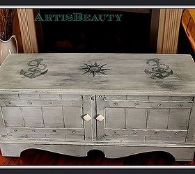 old beat up cedar chest turned into a nautical beauty with some paint and freezer, painted furniture