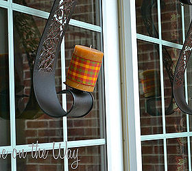fall front porch decorations, doors, outdoor living, porches, seasonal holiday decor, Since my porch is covered I brought out some home decor items like these candle holders to add additional interest