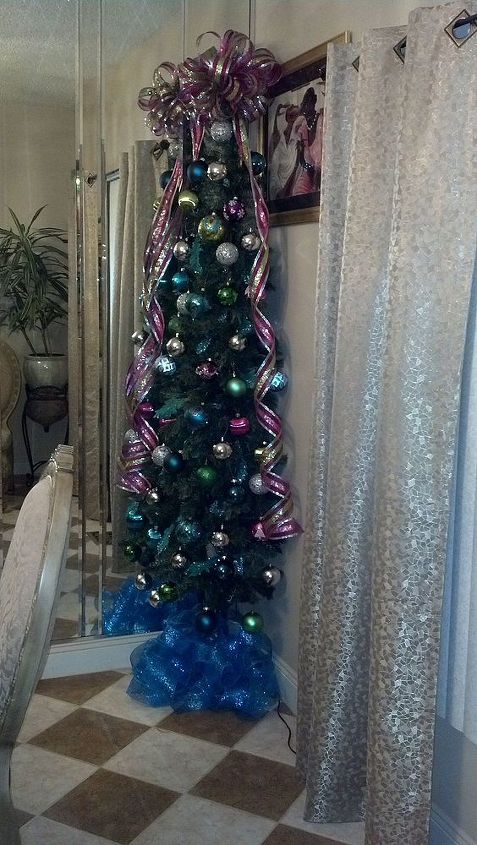 corner tree in blue, seasonal holiday decor