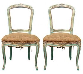 designer tips decorating with the color green provence style, home decor, Turquoise Louis XV Chairs Timothy Corrigan
