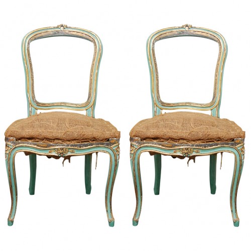designer tips decorating with the color green provence style, home decor, Turquoise Louis XV Chairs Timothy Corrigan