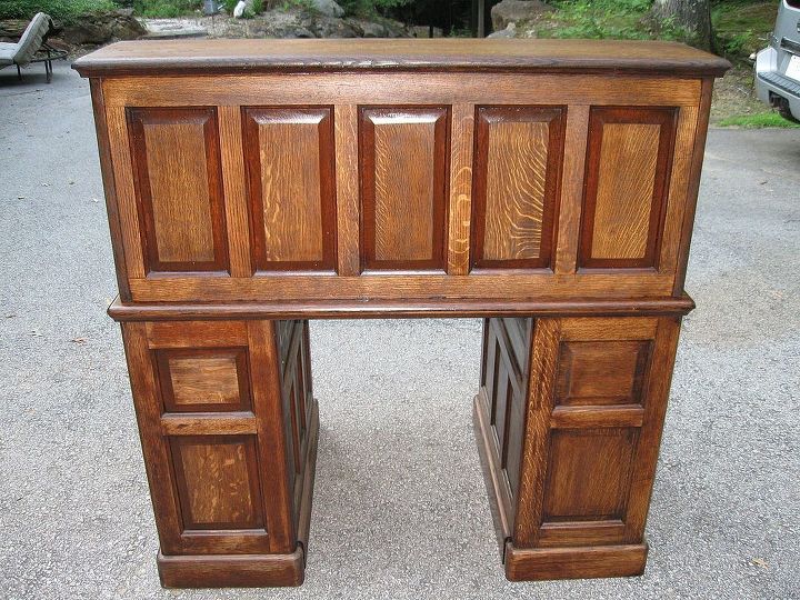 restoration of antique roll top desk, painted furniture, Finished Product From Behind
