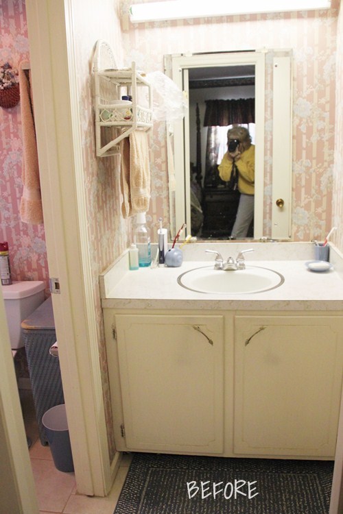 sharing pics from my parent s 1970 s bathroom renovation vanity countertop faucet, bathroom ideas, home decor, Vanity Before