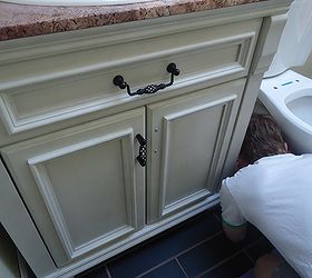 installing a bathroom vanity the 4 basic steps, bathroom ideas, home improvement, small bathroom ideas, vanity combo with black hardware continues to trend