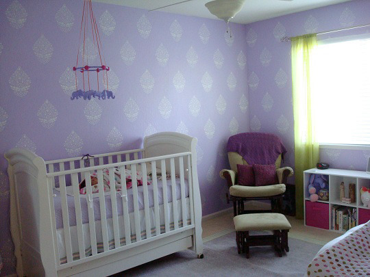 diy stencil projects, Adorable nursery featured on Apartment Therapy Our Indian Paisley stencil makes such a sweet pattern when repeated like wallpaper