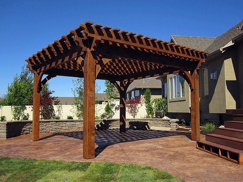 pergola in pool area, outdoor living, pool designs, woodworking projects, picture they sent me of a Pergola