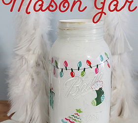 christmas mason jar, crafts, decoupage, mason jars, Any paper or fabric would work to create a themed jar for you home