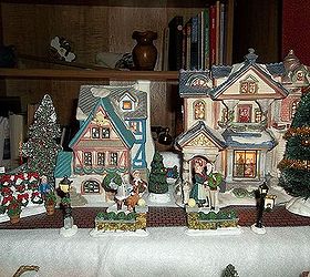 our christmas village, christmas decorations, repurposing upcycling, seasonal holiday decor