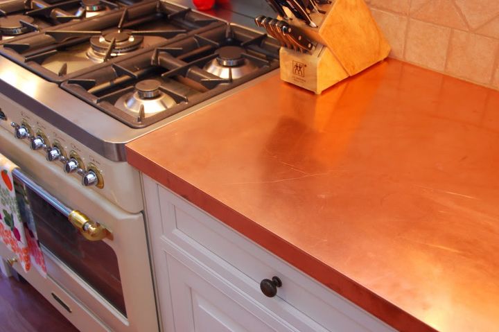 kitchen makeover copper counter tops under cabinet lights, countertops, home decor, kitchen cabinets, kitchen design, lighting, Close up on the counters