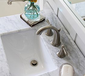 cottage style bathroom makeover, bathroom ideas, home decor, home improvement, painting, woodworking projects, The vanity faucet and mirror are from VirtuUSA a wonderful company