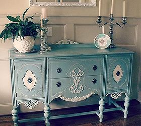 hand painted furniture, chalk paint, painted furniture, Antique buffet painted in Duck Egg Blue and Old White Chalk Paint