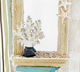 diy coastal rope mirror makeover, crafts, decoupage, All this mirror needed was a little rope and shells to turn it into a true beach beauty