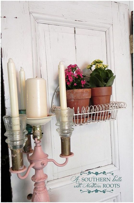 diy vintage decor, home decor, Oh to welcome Spring with blooms in a wire basket
