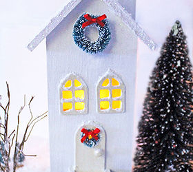 diy white christmas village, christmas decorations, crafts, seasonal holiday decor, wreaths, Winter White Church Made by adding a popsicle stick cross to a Michaels birdhouse