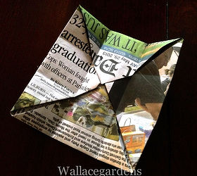 origami paper seedling pots from newspaper, Fold into thirds again making crisp creases When unfolded the fold lines will resemble a tic tac toe grid