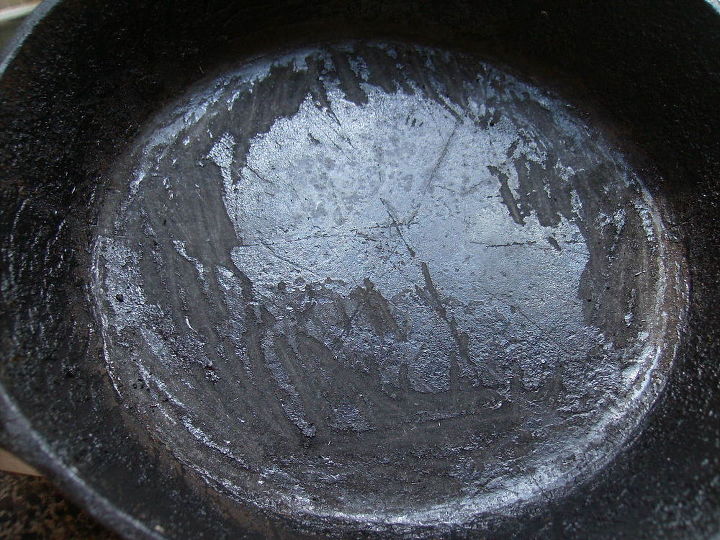 q how can i clean the crud off my cast iron skillet you can see that, cleaning tips