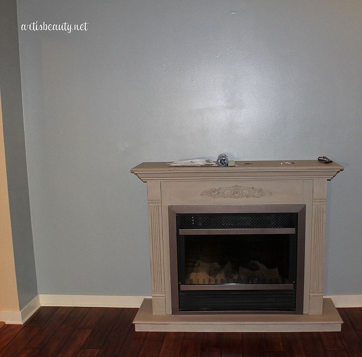 living room makeover reveal, home decor, living room ideas, Almost done painting and this is my Fireplace that I madeover that GUESS WHAT I got at GOODWILL