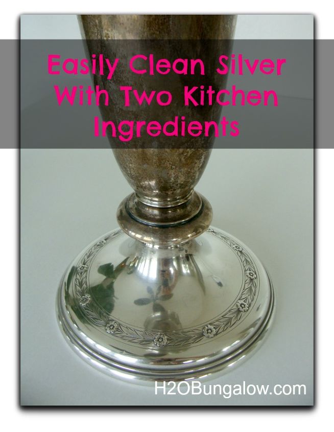easily and naturally clean silver, cleaning tips, go green, I tested just the base to see if I could get off the tarnish