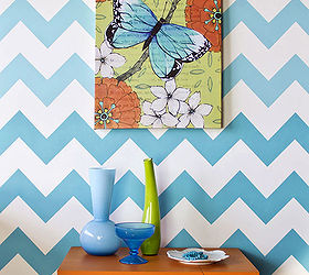 painting chevron and herringbone patterns the easy way with stencils, painted furniture, Stencil a chevron pattern in an ombre paint technique