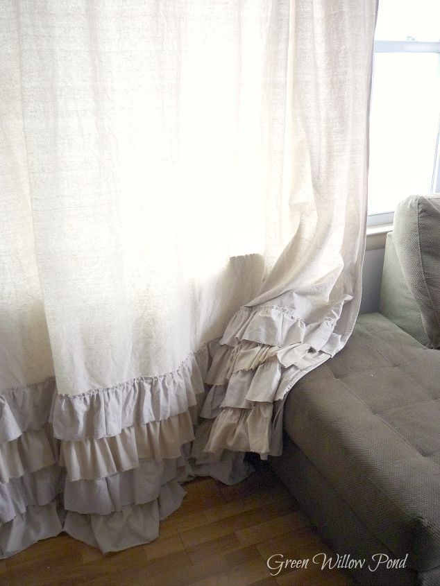 ruffled dropcloth curtains, crafts, home decor, reupholster, window treatments, windows
