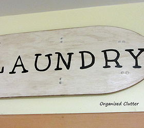 small ironing board laundry sign, crafts, home decor, laundry rooms, repurposing upcycling, This is the finished sign hanging above the doorway in my laundry room