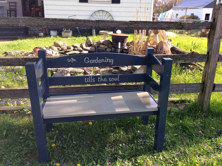 old bed revival garden bench, outdoor furniture, outdoor living, painted furniture, Old Bed Revival Garden Bench