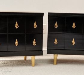 7 painted furniture trends and painting techniques, chalk paint, painted furniture, Spray painting can give a great look black in in and teamed with gold geometrical pulls which make all the difference