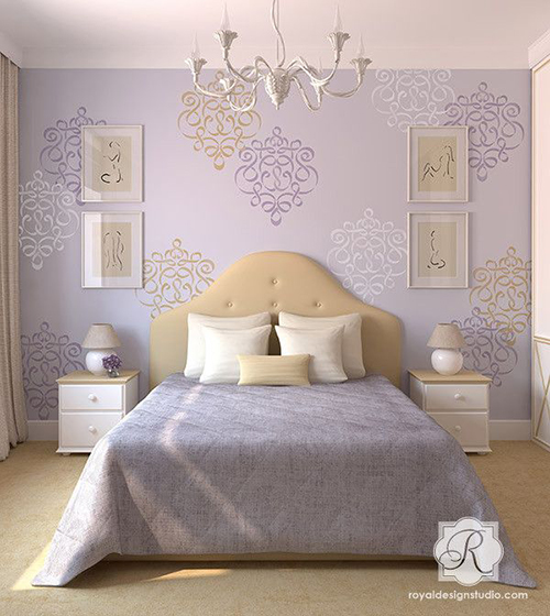 wonderful wall motif stencil ideas, bedroom ideas, home decor, painting, wall decor