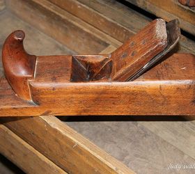 when mother nature brings down your tree make a bench, diy, painted furniture, woodworking projects, This old wood plane is a beautiful work of art in itself love the horn shaped knob
