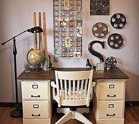 pottery barn inspired desk using goodwill filing cabinets, chalk paint, home decor, kitchen cabinets, painted furniture, repurposing upcycling