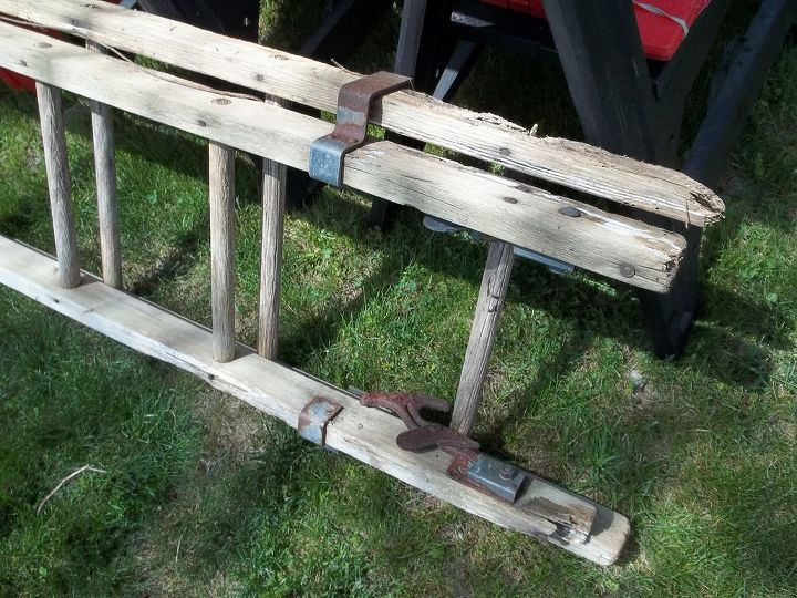 re purposed ladder becomes trellis, Ladder with hardware some to be kept other parts needed to be removed to separate the ladders