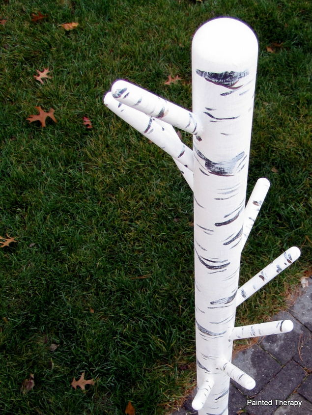 turning an ordinary coat rack into a birch tree, painting, The After