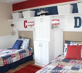 pottery barn isnpired boys bedroom reveal, bedroom ideas, home decor, Red blue and khaki and lots of beadboard was the central design plan a Nautical room any pirate would be proud of