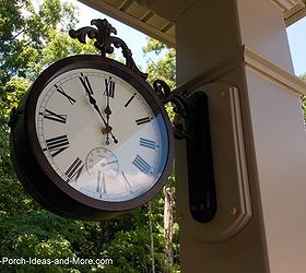 how to hang an outdoor clock on your front porch, A close up shows how the wood plate blends nicely with the vinyl post and provides the needed secure foundation