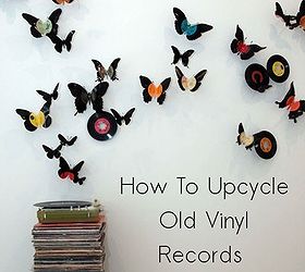 DIY old vinyl record wall banner