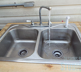 build an outdoor sink and connect it to the outdoor spigot, diy, outdoor living, plumbing, woodworking projects, Running water