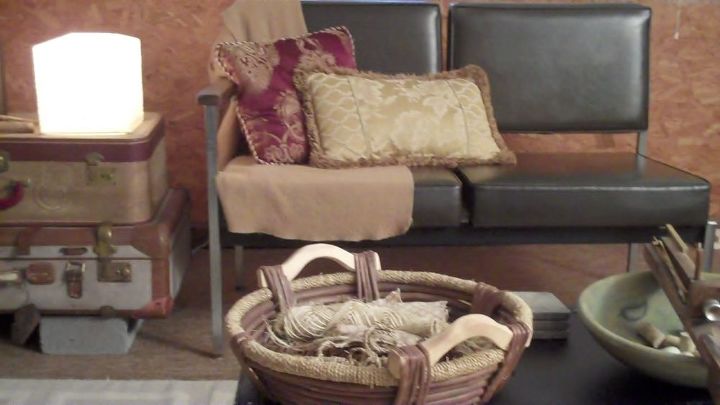 storage to studio, cleaning tips, home decor, After Basket with twine and scrap fabric