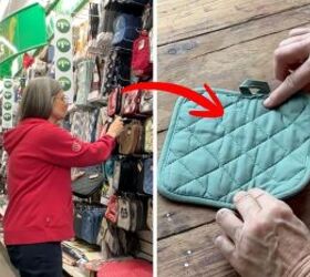 She glues 3 dollar store potholders together for this totally useful home addition