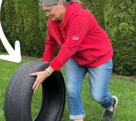 Instead of tossing her old tires, she used them to give her garden a crazy cool upgrade