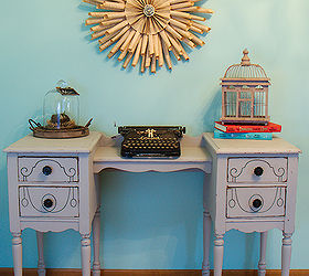 grey vintage desk makeover, painted furniture, After