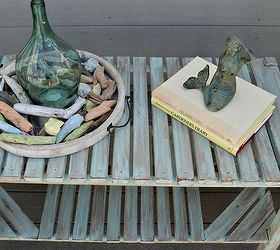 mermaid inspired upcycle, outdoor furniture, outdoor living, painted furniture, rustic furniture